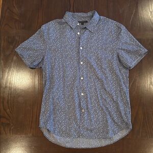John Varvatos USA Floral Button Up Slim Men’s Blue Large